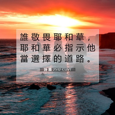Picture 07 - 詩 篇 25:12 CUVT - 誰 敬 畏 耶 和 華 ， 耶 和 華 必 指 - Bible Verse Picture