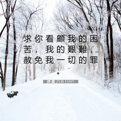 Picture 07 - 詩 篇 25:18 CUVT - 求 你 看 顧 我 的 困 苦 ， 我 的 艱 - Bible Verse Picture