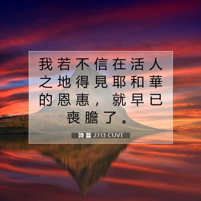 Picture 07 - 詩 篇 27:13 CUVT - 我 若 不 信 在 活 人 之 地 得 見 耶 - Bible Verse Picture