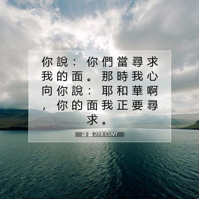 Picture 07 - 詩 篇 27:8 CUVT - 你 說 ： 你 們 當 尋 求 我 的 面 。 - Bible Verse Picture