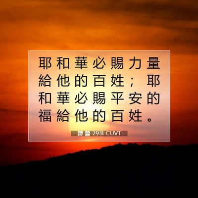 Picture 07 - 詩 篇 29:11 CUVT - 耶 和 華 必 賜 力 量 給 他 的 百 姓 - Bible Verse Picture