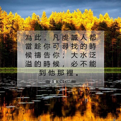 Picture 07 - 詩 篇 32:6 CUVT - 為 此 ， 凡 虔 誠 人 都 當 趁 你 可 - Bible Verse Picture