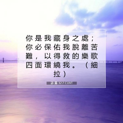 Picture 07 - 詩 篇 32:7 CUVT - 你 是 我 藏 身 之 處 ； 你 必 保 佑 - Bible Verse Picture