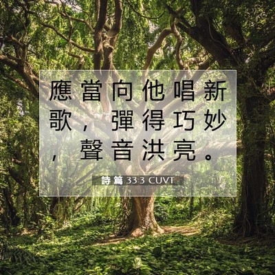 Picture 07 - 詩 篇 33:3 CUVT - 應 當 向 他 唱 新 歌 ， 彈 得 巧 妙 - Bible Verse Picture