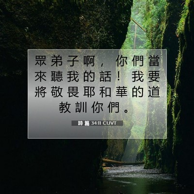 Picture 07 - 詩 篇 34:11 CUVT - 眾 弟 子 啊 ， 你 們 當 來 聽 我 的 - Bible Verse Picture