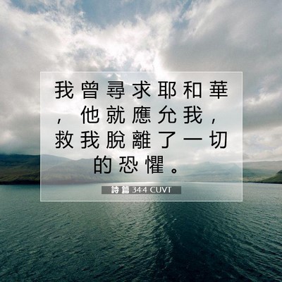 Picture 07 - 詩 篇 34:4 CUVT - 我 曾 尋 求 耶 和 華 ， 他 就 應 允 - Bible Verse Picture