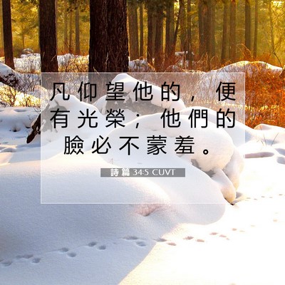 Picture 07 - 詩 篇 34:5 CUVT - 凡 仰 望 他 的 ， 便 有 光 榮 ； 他 - Bible Verse Picture