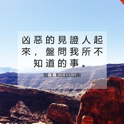 Picture 07 - 詩 篇 35:11 CUVT - 凶 惡 的 見 證 人 起 來 ， 盤 問 我 - Bible Verse Picture
