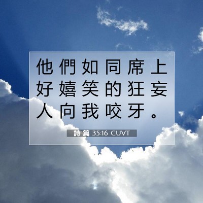 Picture 07 - 詩 篇 35:16 CUVT - 他 們 如 同 席 上 好 嬉 笑 的 狂 妄 - Bible Verse Picture