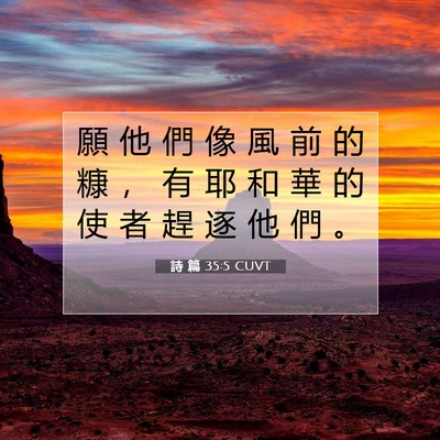 Picture 07 - 詩 篇 35:5 CUVT - 願 他 們 像 風 前 的 糠 ， 有 耶 和 - Bible Verse Picture
