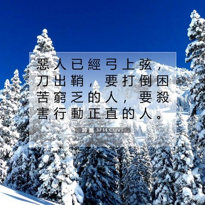 Picture 07 - 詩 篇 37:14 CUVT - 惡 人 已 經 弓 上 弦 ， 刀 出 鞘 ， - Bible Verse Picture