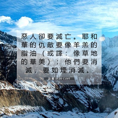 Picture 07 - 詩 篇 37:20 CUVT - 惡 人 卻 要 滅 亡 。 耶 和 華 的 仇 - Bible Verse Picture