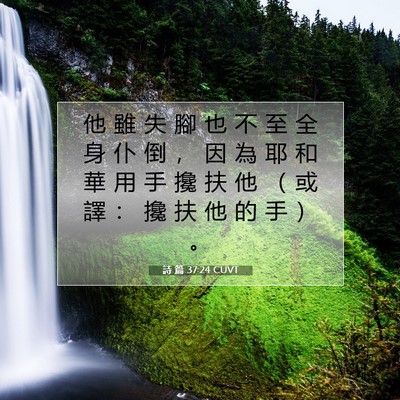 Picture 07 - 詩 篇 37:24 CUVT - 他 雖 失 腳 也 不 至 全 身 仆 倒 ， - Bible Verse Picture