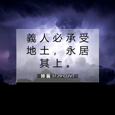 Picture 07 - 詩 篇 37:29 CUVT - 義 人 必 承 受 地 土 ， 永 居 其 上 - Bible Verse Picture