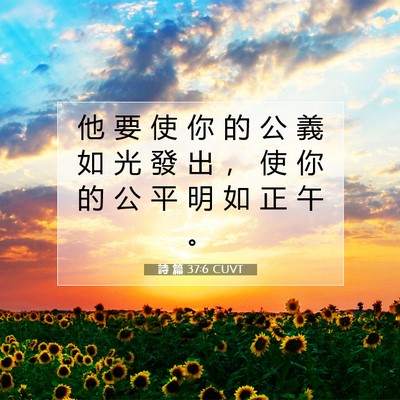 Picture 07 - 詩 篇 37:6 CUVT - 他 要 使 你 的 公 義 如 光 發 出 ， - Bible Verse Picture