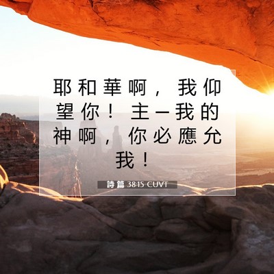 Picture 07 - 詩 篇 38:15 CUVT - 耶 和 華 啊 ， 我 仰 望 你 ！ 主 ─ - Bible Verse Picture