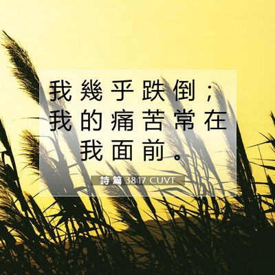 Picture 07 - 詩 篇 38:17 CUVT - 我 幾 乎 跌 倒 ； 我 的 痛 苦 常 在 - Bible Verse Picture