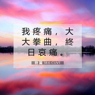 Picture 07 - 詩 篇 38:6 CUVT - 我 疼 痛 ， 大 大 拳 曲 ， 終 日 哀 - Bible Verse Picture