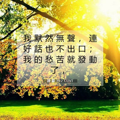 Picture 07 - 詩 篇 39:2 CUVT - 我 默 然 無 聲 ， 連 好 話 也 不 出 - Bible Verse Picture