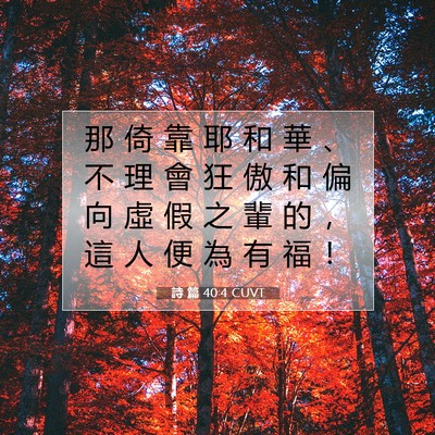 Picture 07 - 詩 篇 40:4 CUVT - 那 倚 靠 耶 和 華 、 不 理 會 狂 傲 - Bible Verse Picture