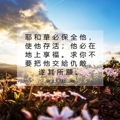 Picture 07 - 詩 篇 41:2 CUVT - 耶 和 華 必 保 全 他 ， 使 他 存 活 - Bible Verse Picture