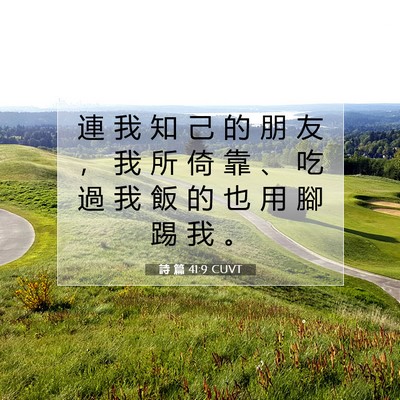Picture 07 - 詩 篇 41:9 CUVT - 連 我 知 己 的 朋 友 ， 我 所 倚 靠 - Bible Verse Picture