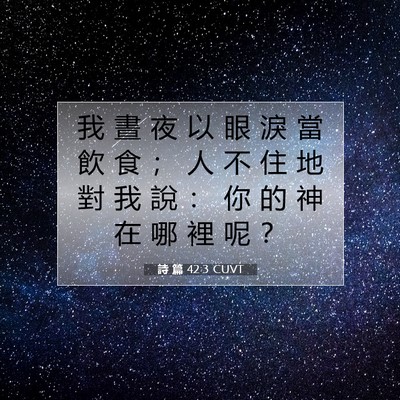 Picture 07 - 詩 篇 42:3 CUVT - 我 晝 夜 以 眼 淚 當 飲 食 ； 人 不 - Bible Verse Picture