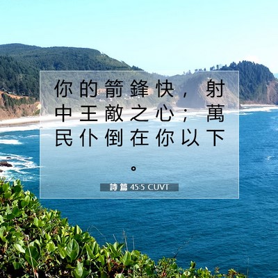 Picture 07 - 詩 篇 45:5 CUVT - 你 的 箭 鋒 快 ， 射 中 王 敵 之 心 - Bible Verse Picture