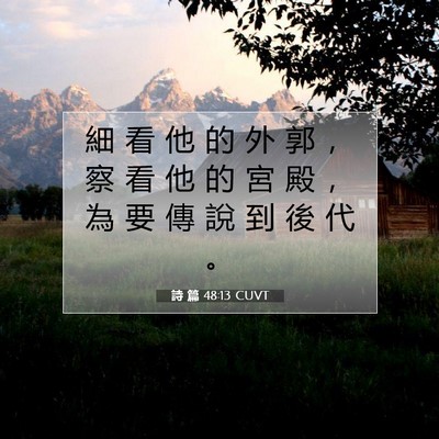 Picture 07 - 詩 篇 48:13 CUVT - 細 看 他 的 外 郭 ， 察 看 他 的 宮 - Bible Verse Picture