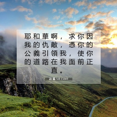 Picture 07 - 詩 篇 5:8 CUVT - 耶 和 華 啊 ， 求 你 因 我 的 仇 敵 - Bible Verse Picture