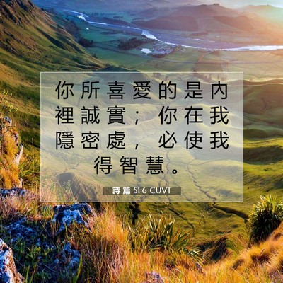Picture 07 - 詩 篇 51:6 CUVT - 你 所 喜 愛 的 是 內 裡 誠 實 ； 你 - Bible Verse Picture