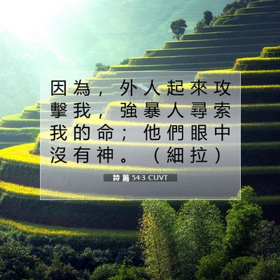 Picture 07 - 詩 篇 54:3 CUVT - 因 為 ， 外 人 起 來 攻 擊 我 ， 強 - Bible Verse Picture