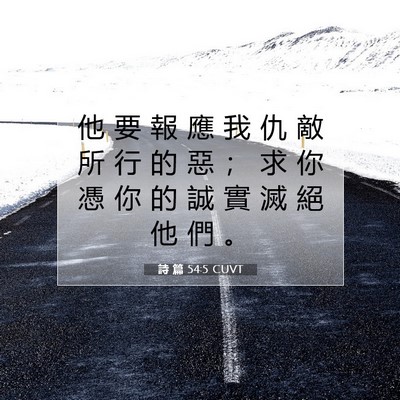 Picture 07 - 詩 篇 54:5 CUVT - 他 要 報 應 我 仇 敵 所 行 的 惡 ； - Bible Verse Picture