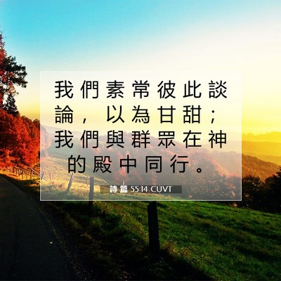 Picture 07 - 詩 篇 55:14 CUVT - 我 們 素 常 彼 此 談 論 ， 以 為 甘 - Bible Verse Picture