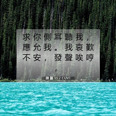 Picture 07 - 詩 篇 55:2 CUVT - 求 你 側 耳 聽 我 ， 應 允 我 。 我 - Bible Verse Picture