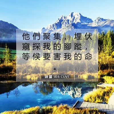 Picture 07 - 詩 篇 56:6 CUVT - 他 們 聚 集 ， 埋 伏 窺 探 我 的 腳 - Bible Verse Picture