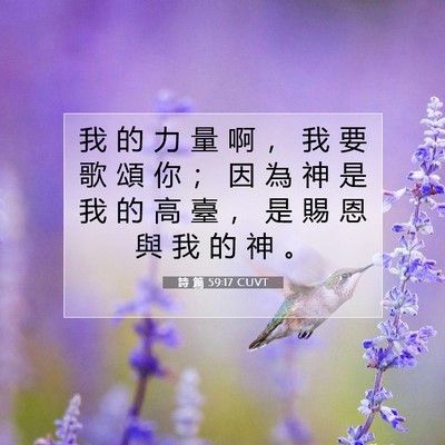 Picture 07 - 詩 篇 59:17 CUVT - 我 的 力 量 啊 ， 我 要 歌 頌 你 ； - Bible Verse Picture