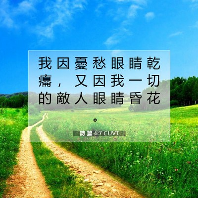 Picture 07 - 詩 篇 6:7 CUVT - 我 因 憂 愁 眼 睛 乾 癟 ， 又 因 我 - Bible Verse Picture