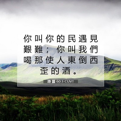 Picture 07 - 詩 篇 60:3 CUVT - 你 叫 你 的 民 遇 見 艱 難 ； 你 叫 - Bible Verse Picture