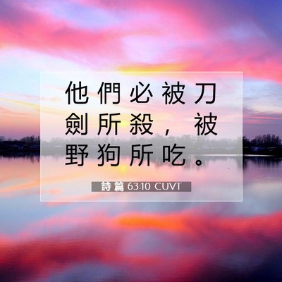 Picture 07 - 詩 篇 63:10 CUVT - 他 們 必 被 刀 劍 所 殺 ， 被 野 狗 - Bible Verse Picture