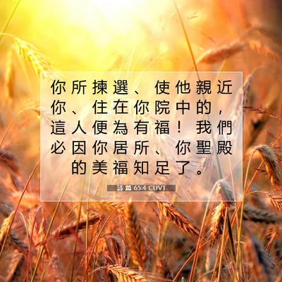 Picture 07 - 詩 篇 65:4 CUVT - 你 所 揀 選 、 使 他 親 近 你 、 住 - Bible Verse Picture