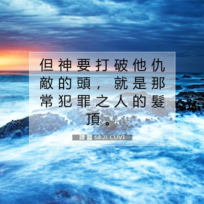Picture 07 - 詩 篇 68:21 CUVT - 但 神 要 打 破 他 仇 敵 的 頭 ， 就 - Bible Verse Picture