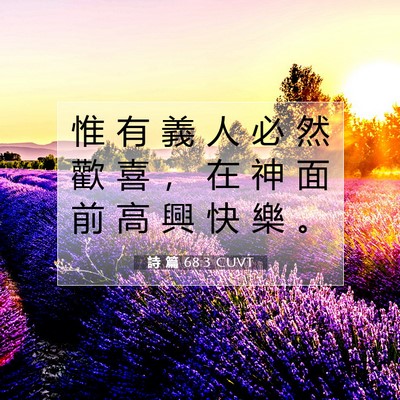 Picture 07 - 詩 篇 68:3 CUVT - 惟 有 義 人 必 然 歡 喜 ， 在 神 面 - Bible Verse Picture
