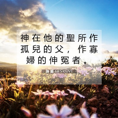 Picture 07 - 詩 篇 68:5 CUVT - 神 在 他 的 聖 所 作 孤 兒 的 父 ， - Bible Verse Picture