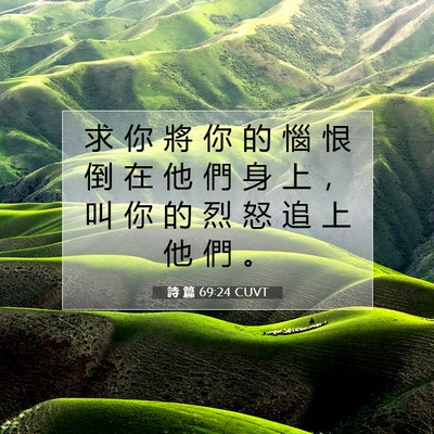 Picture 07 - 詩 篇 69:24 CUVT - 求 你 將 你 的 惱 恨 倒 在 他 們 身 - Bible Verse Picture