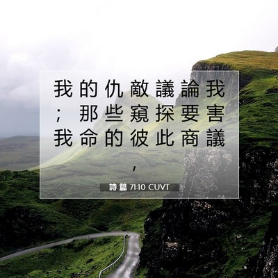 Picture 07 - 詩 篇 71:10 CUVT - 我 的 仇 敵 議 論 我 ； 那 些 窺 探 - Bible Verse Picture