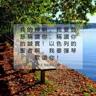 Picture 07 - 詩 篇 71:22 CUVT - 我 的 神 啊 ， 我 要 鼓 瑟 稱 讚 你 - Bible Verse Picture