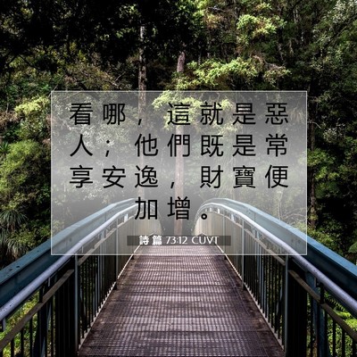 Picture 07 - 詩 篇 73:12 CUVT - 看 哪 ， 這 就 是 惡 人 ； 他 們 既 - Bible Verse Picture