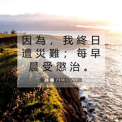 Picture 07 - 詩 篇 73:14 CUVT - 因 為 ， 我 終 日 遭 災 難 ； 每 早 - Bible Verse Picture