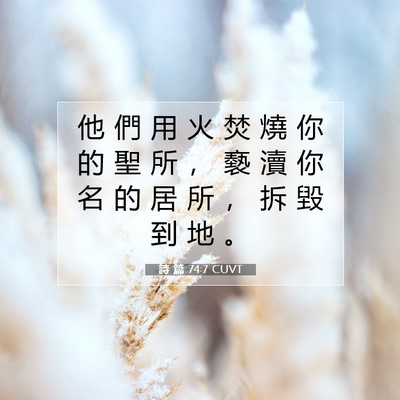 Picture 07 - 詩 篇 74:7 CUVT - 他 們 用 火 焚 燒 你 的 聖 所 ， 褻 - Bible Verse Picture